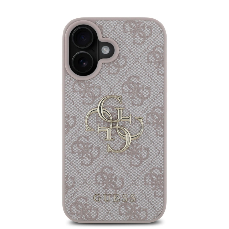 Guess PU 4G Metal Logo Zadný Kryt pre iPhone 16 Plus Pink