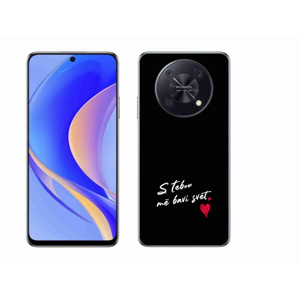 Gélový kryt mmCase na Huawei Nova Y90 - zamilovaný text 1 čierne pozadie