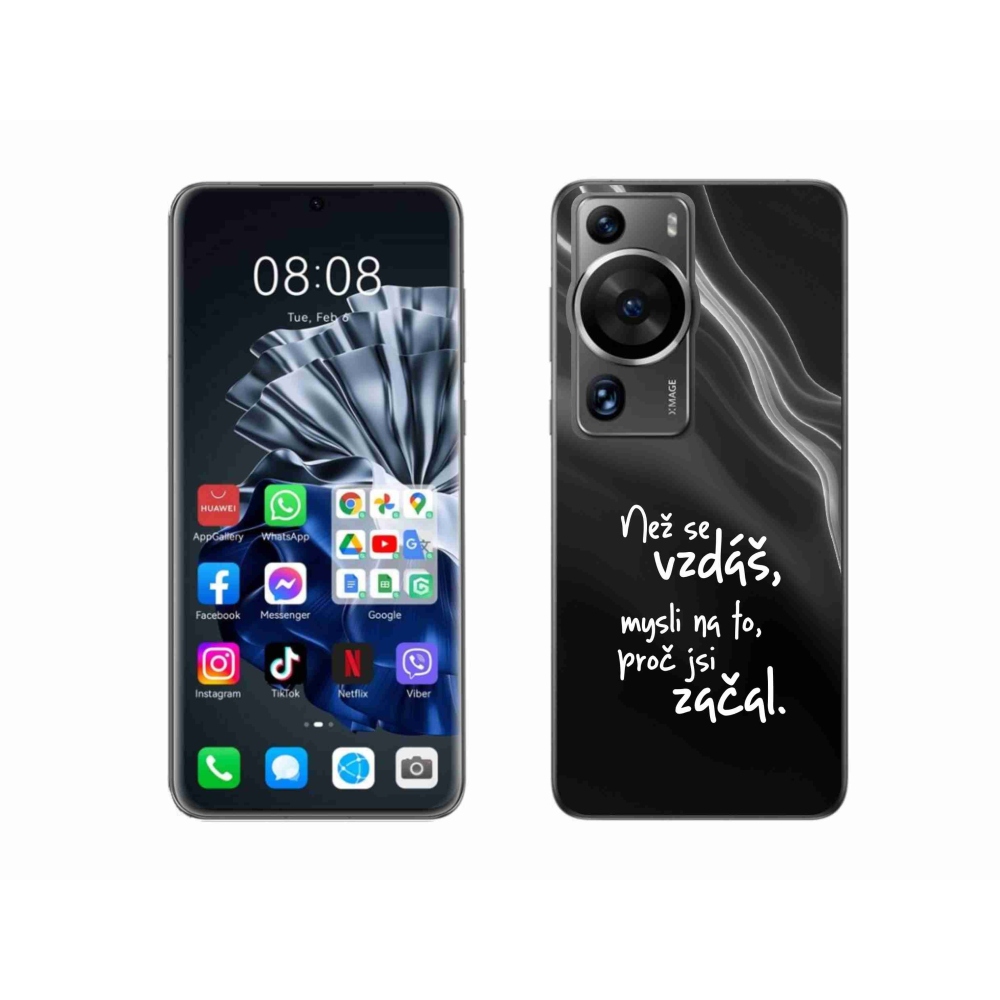 Gélový kryt mmCase na Huawei P60 Pro - citát 2 čierne pozadie