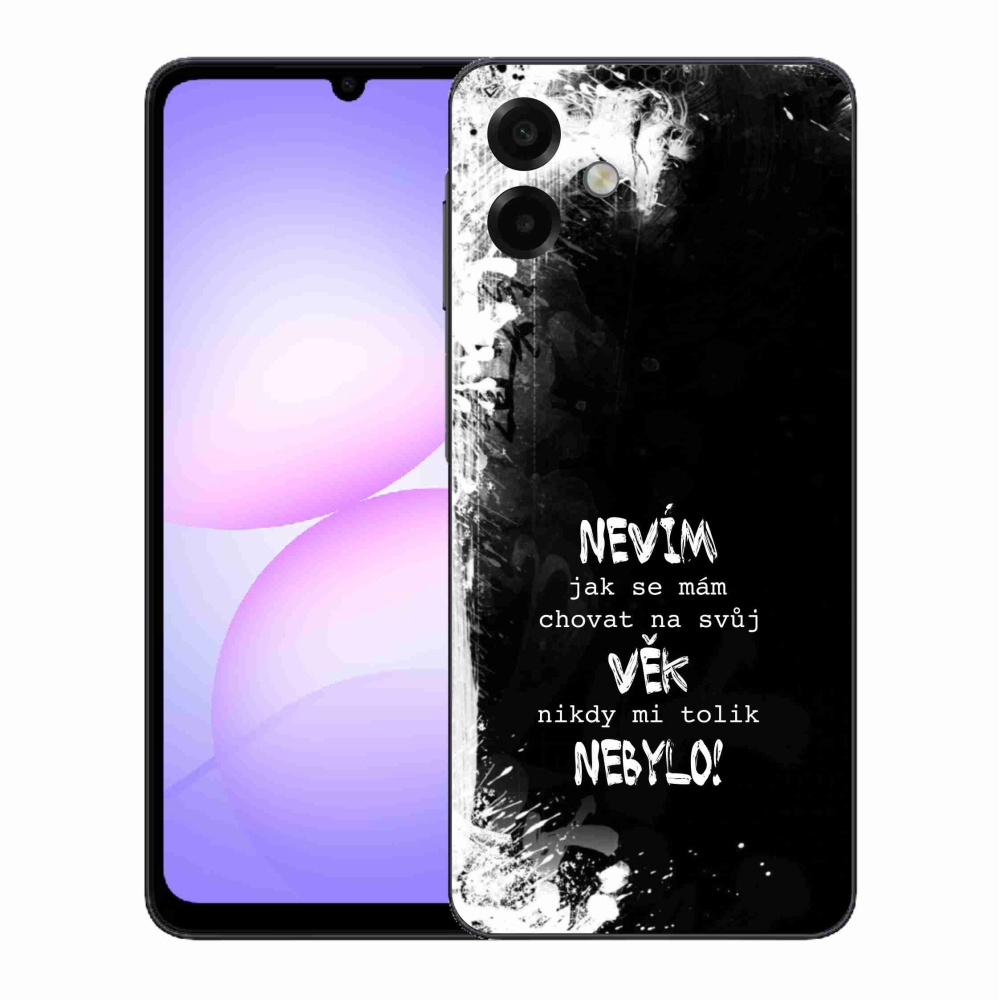 Gélový kryt mmCase na Samsung Galaxy A07 4G - vtipný text 14 čierne pozadie