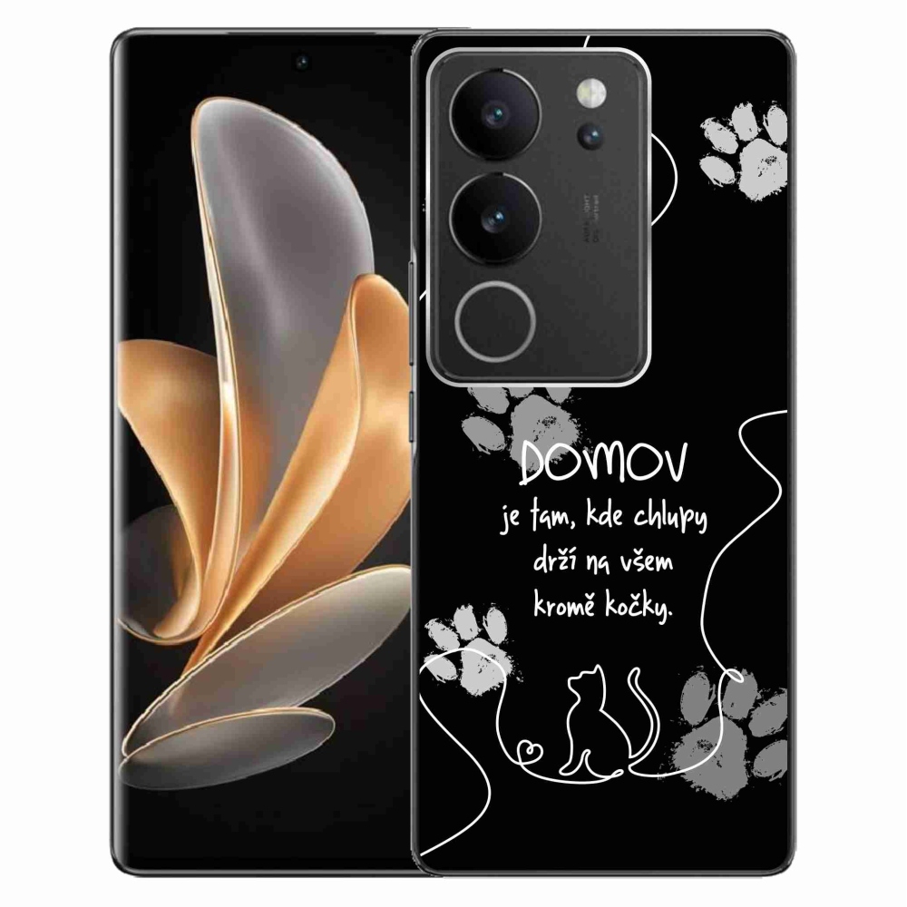Gélový kryt mmCase na Vivo V29 5G - mačacie motív čierne pozadie