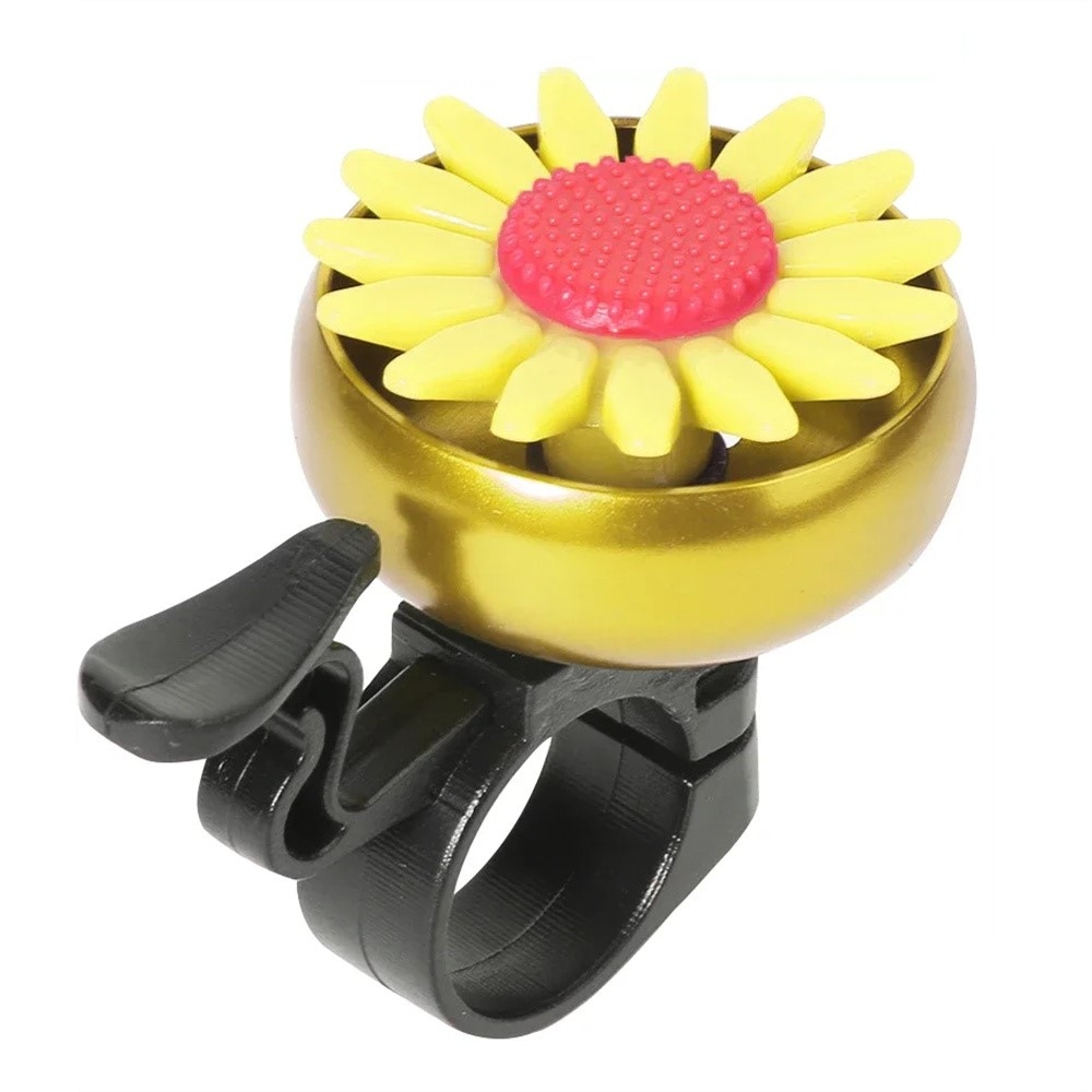 Detský zvonček na bicykel s motívom kvety - žltý