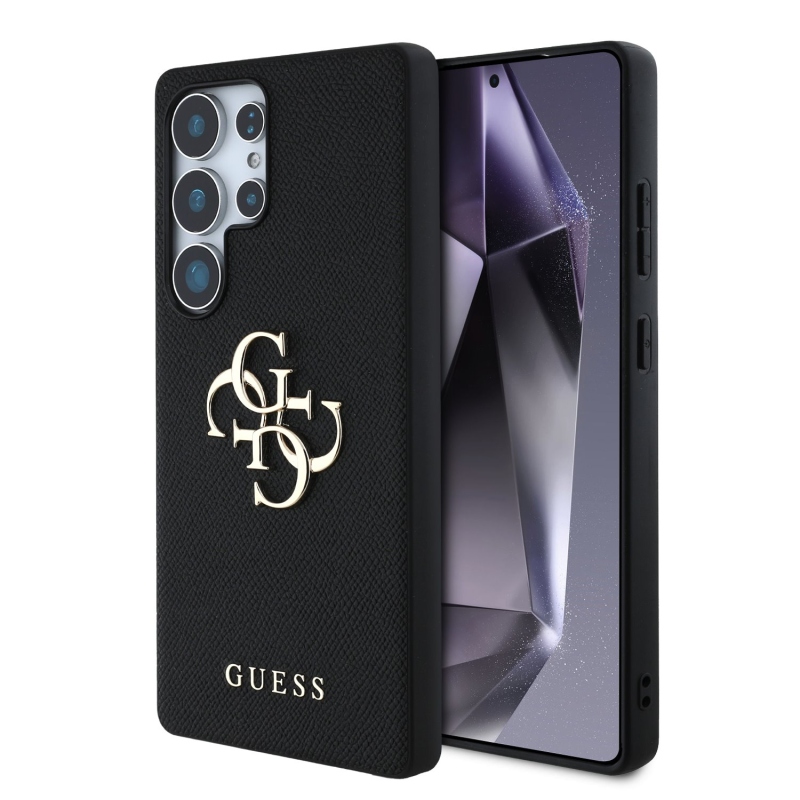 Guess PU Grained 4G Metal Logo Zadný Kryt pre Samsung Galaxy S25 Ultra Black