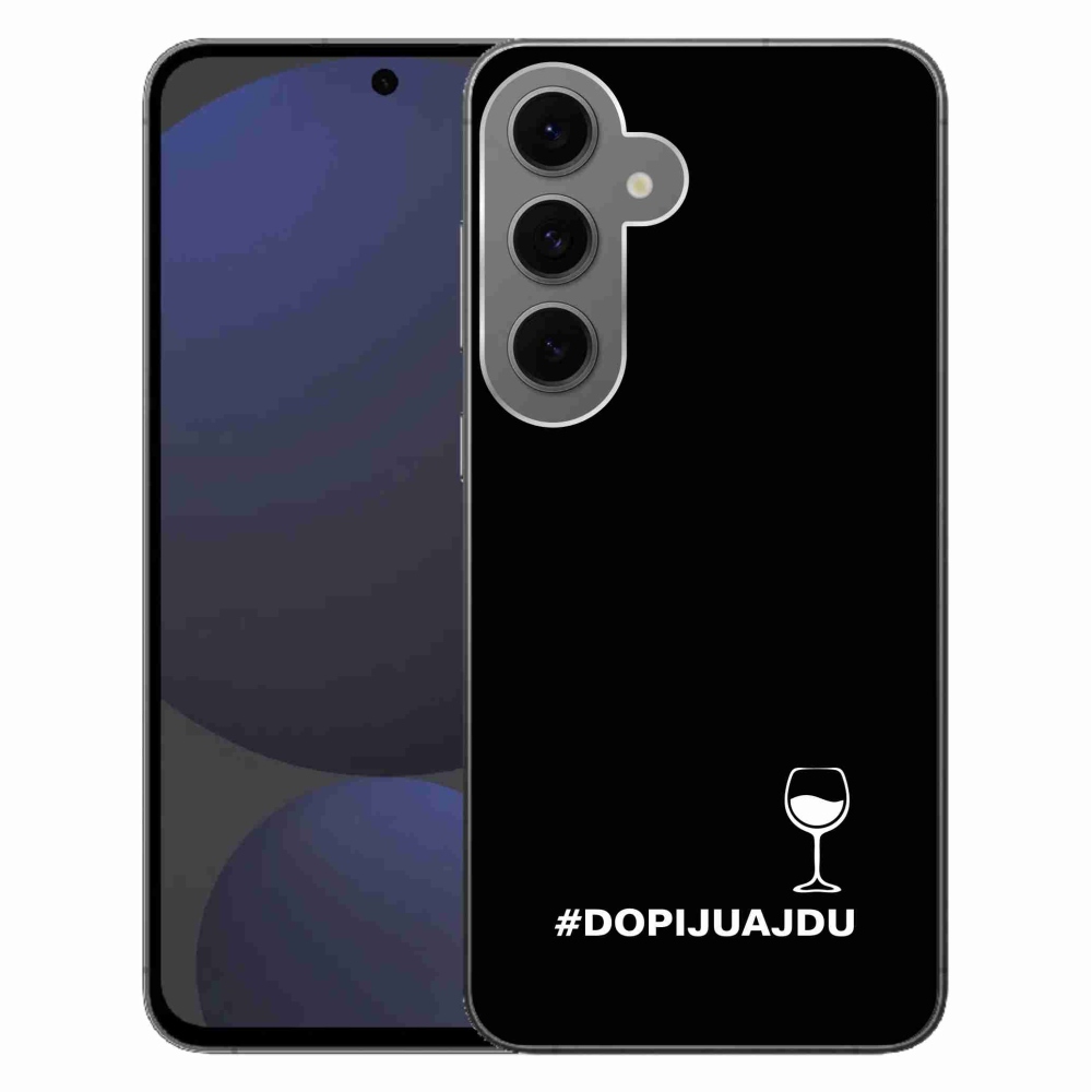 Gélový kryt mmCase na Samsung Galaxy S24 FE - vínny motív čierne pozadie