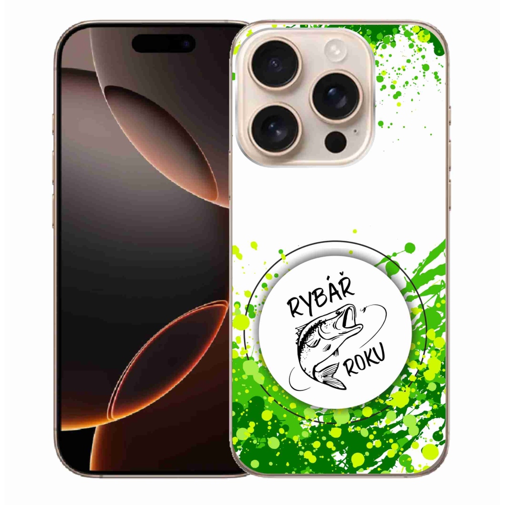 Gélový kryt mmCase na iPhone 16 Pro Max - rybár roka biele pozadie