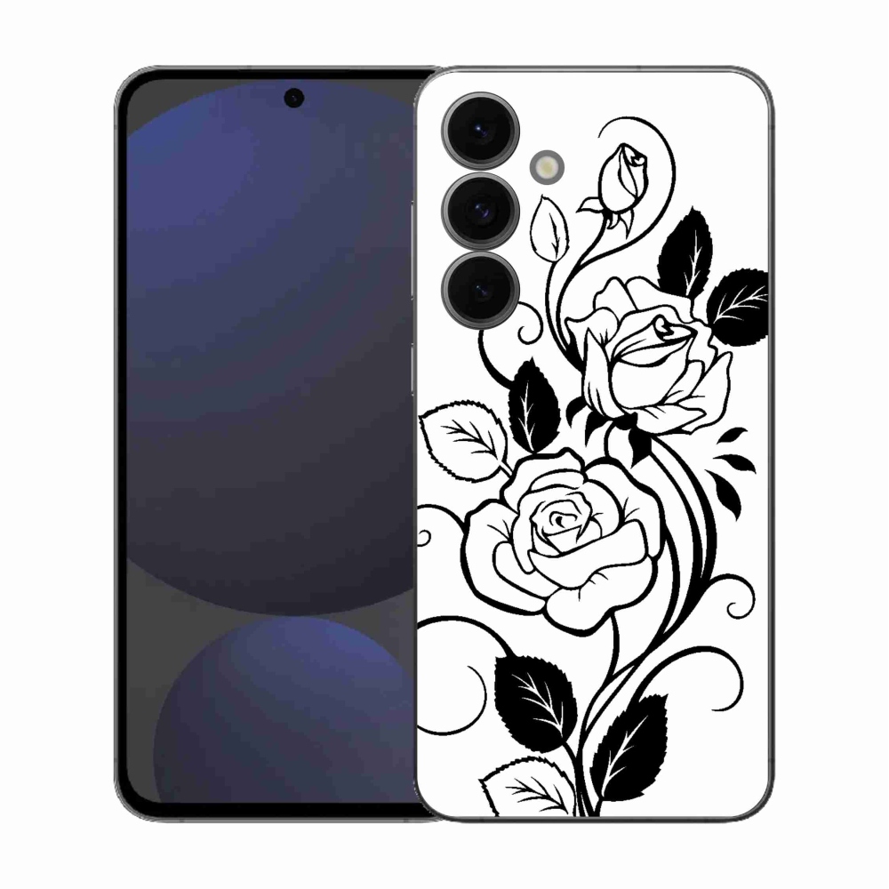 Gélový kryt mmCase na Samsung Galaxy S25 FE - čiernobiela ruža