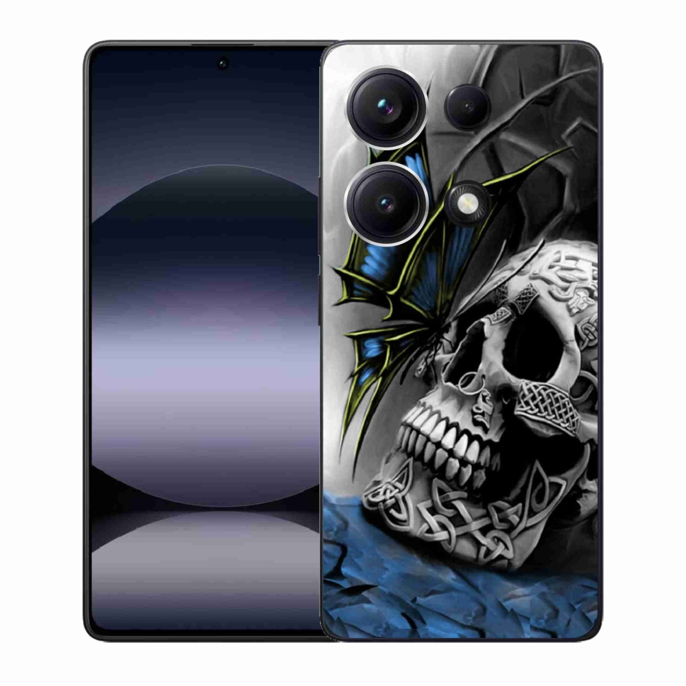 Gélový kryt mmCase na Xiaomi Redmi Note 14S - motýľ a lebka