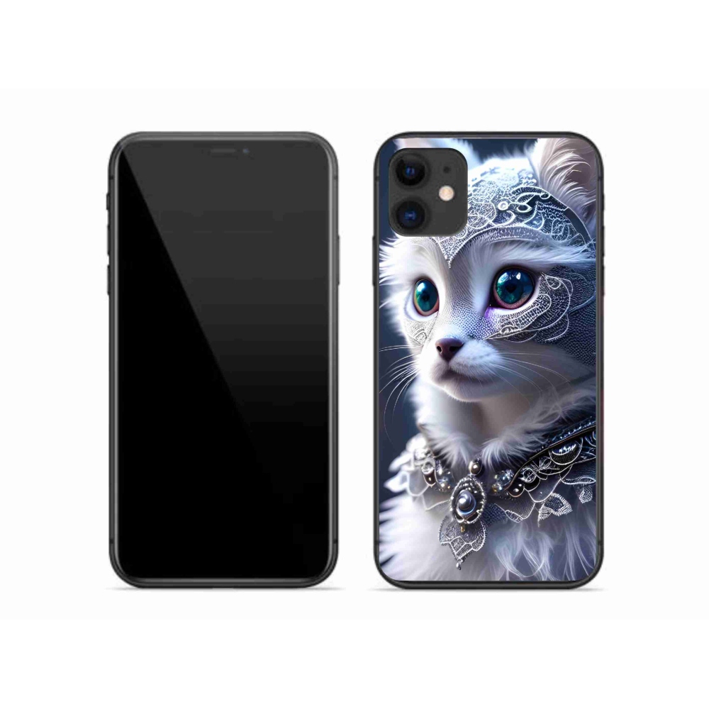 Gélový kryt mmCase na iPhone 11 - biela mačka