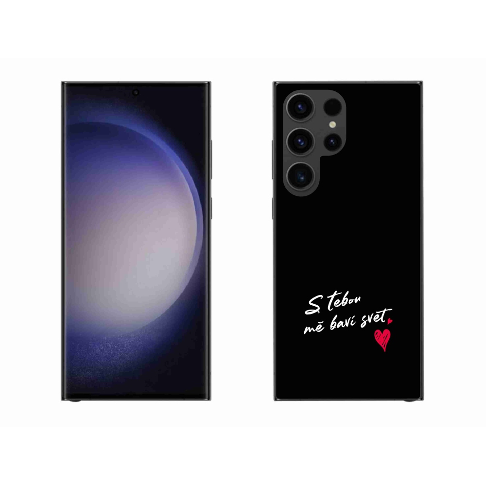 Gélový kryt mmCase na Samsung Galaxy S23 Ultra 5G - zamilovaný text 1 čierne pozadie