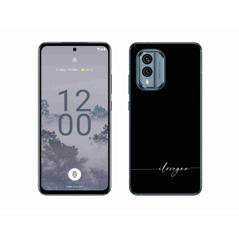 Gélový kryt mmCase na Nokia X30 5G - I love you čierne pozadie