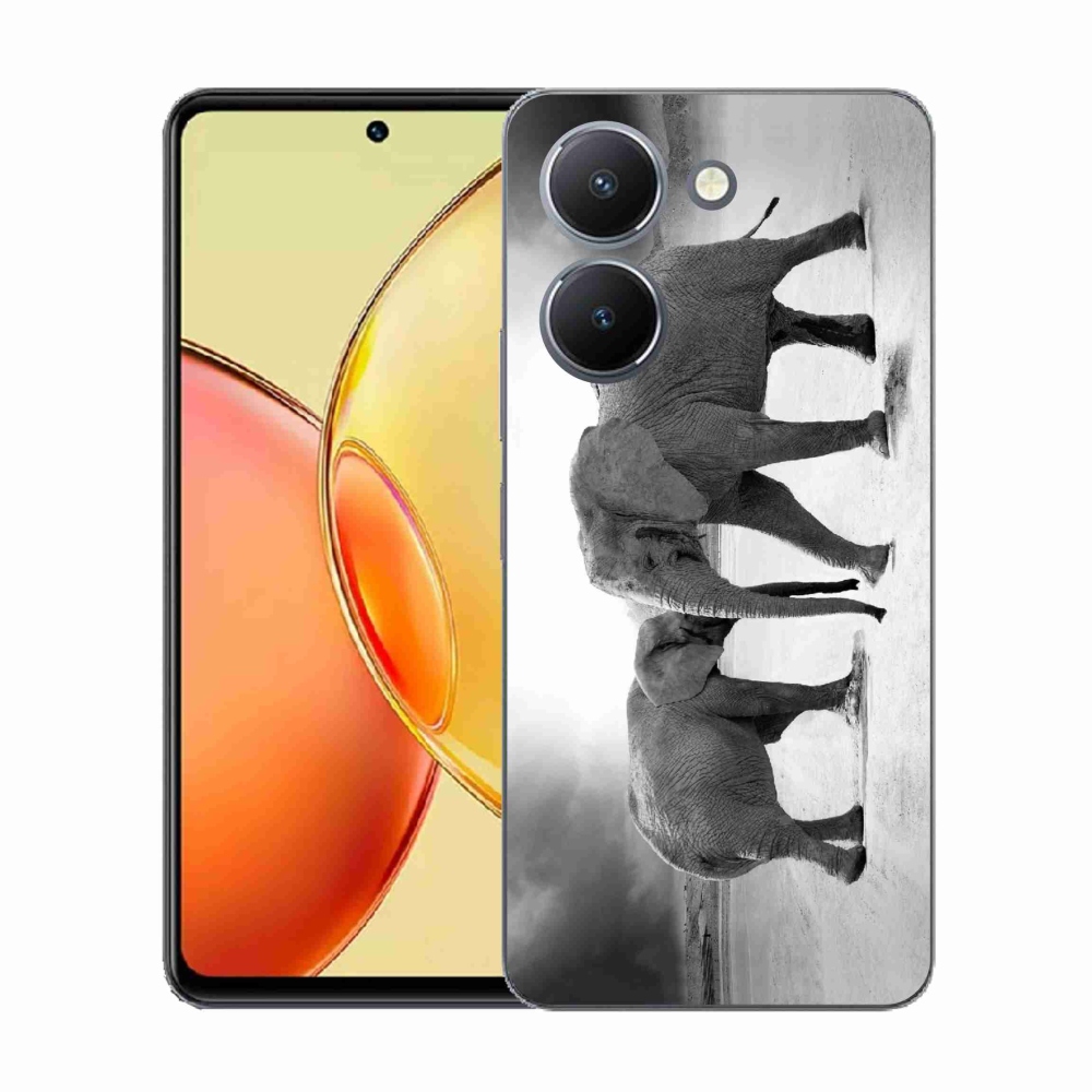 Gélový kryt mmCase na Vivo Y36 - čiernobieli slony