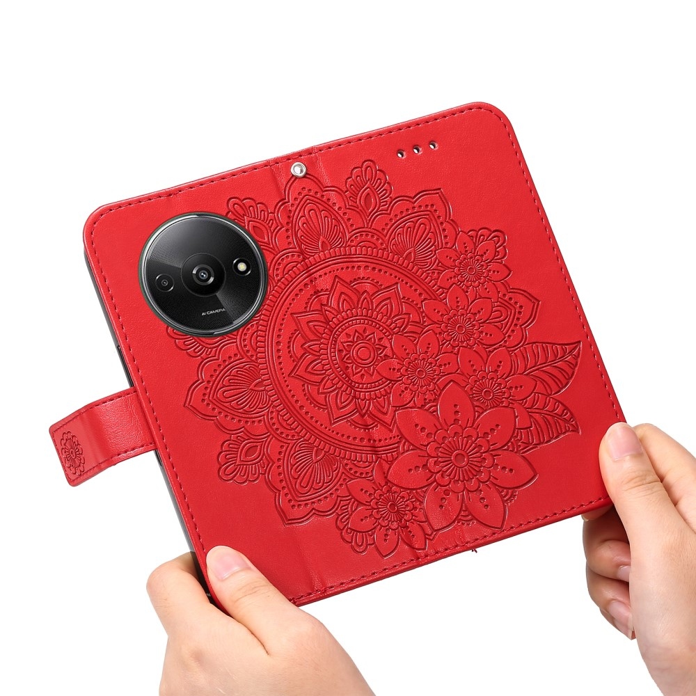 Mandala knižkové púzdro na Xiaomi Redmi A3 - červené