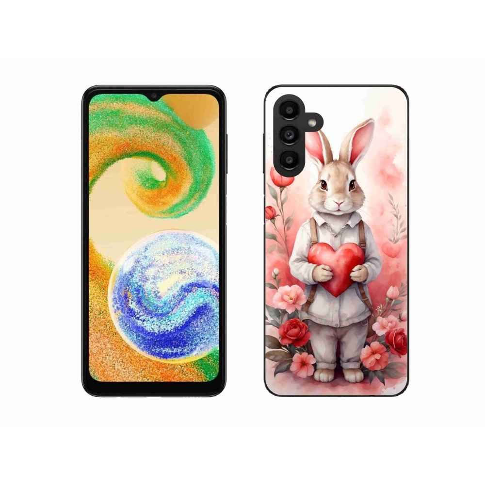 Gélový kryt mmCase na Samsung Galaxy A04s (164.7x76.7x9.1mm) - zajac so srdiečkom