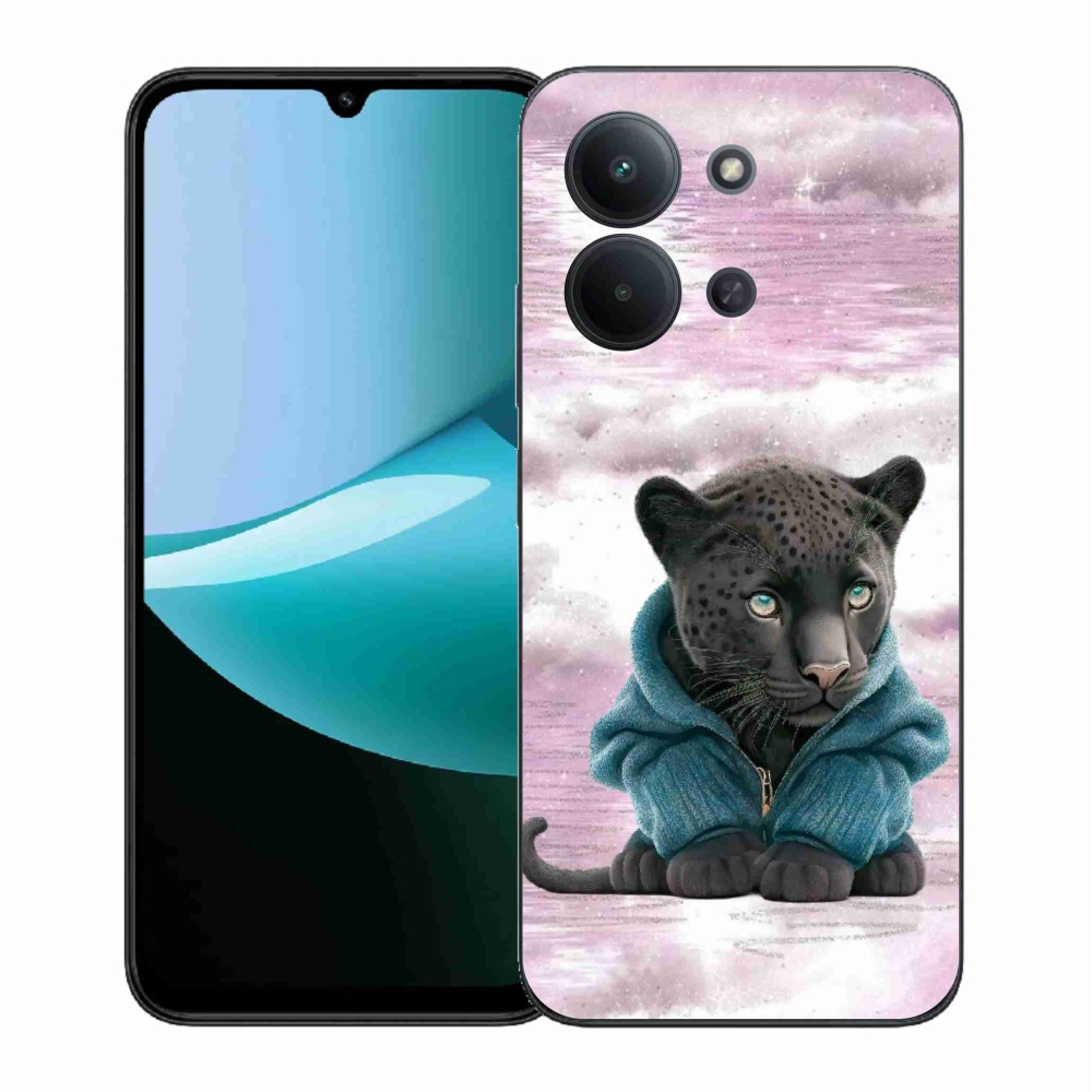 Gélový kryt mmCase na Xiaomi Redmi 15C 4G (171mm)/Poco C85 4G (171mm) - čierny panter vo svetri