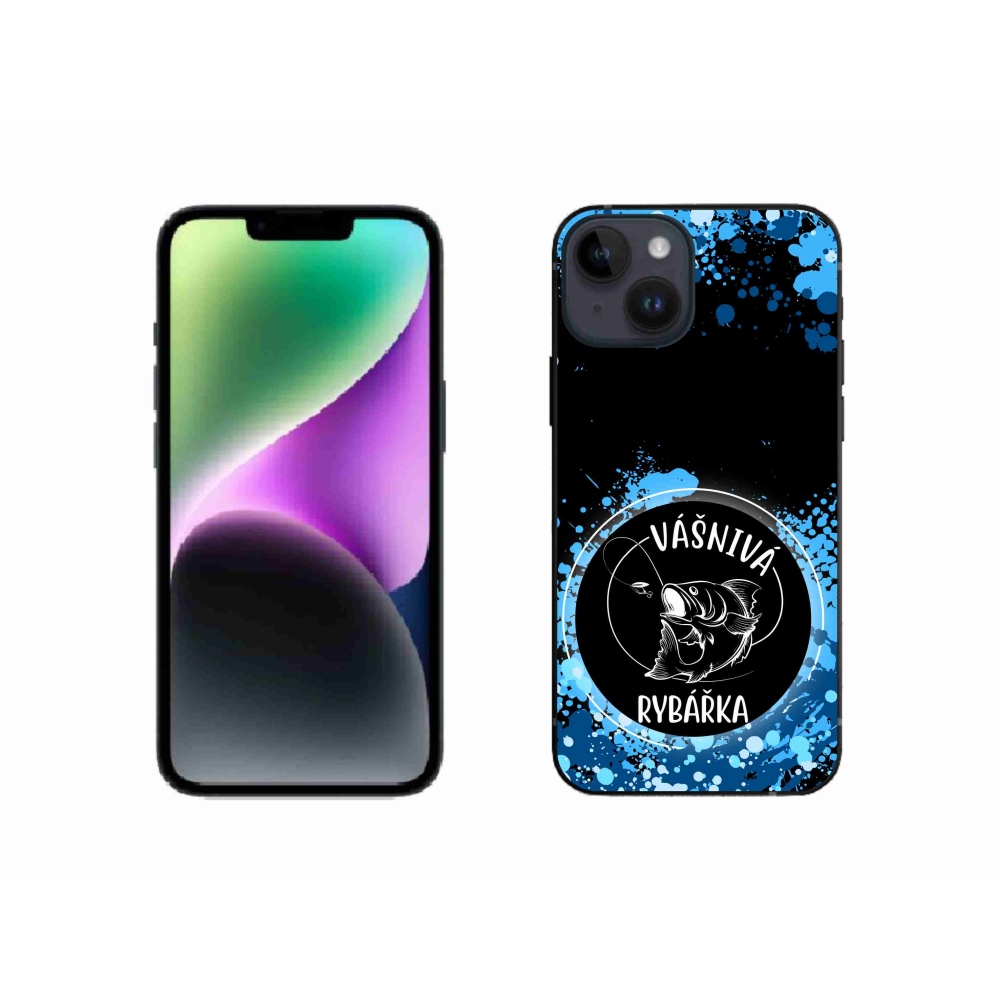 Gélový kryt mmCase na iPhone 14 - vášnivá rybárka čierne pozadie