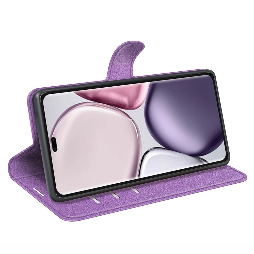 Litchi knižkové púzdro na Honor Magic 7 Lite 5G - fialové