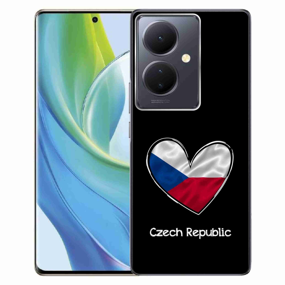 Gélový kryt mmCase na Vivo V29 Lite 5G - vlajka srdca čierne pozadie