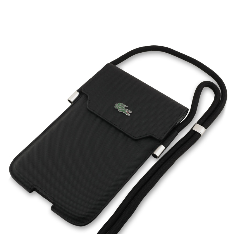 Lacoste PVC Iconic Petit Pique Metal Logo Vrecko na Telefón XL Black