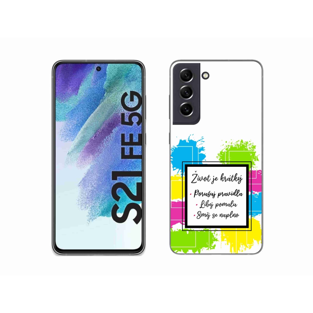 Gélový kryt mmCase na Samsung Galaxy S21 FE 5G - citát 5 biele pozadie