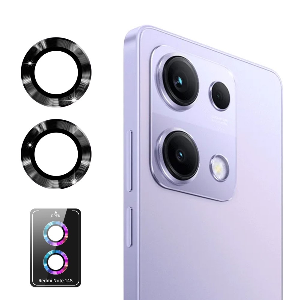 ENK Metal sklo šošovky fotoaparátu na Xiaomi Redmi Note 14S (samostatné sklá) - čierne