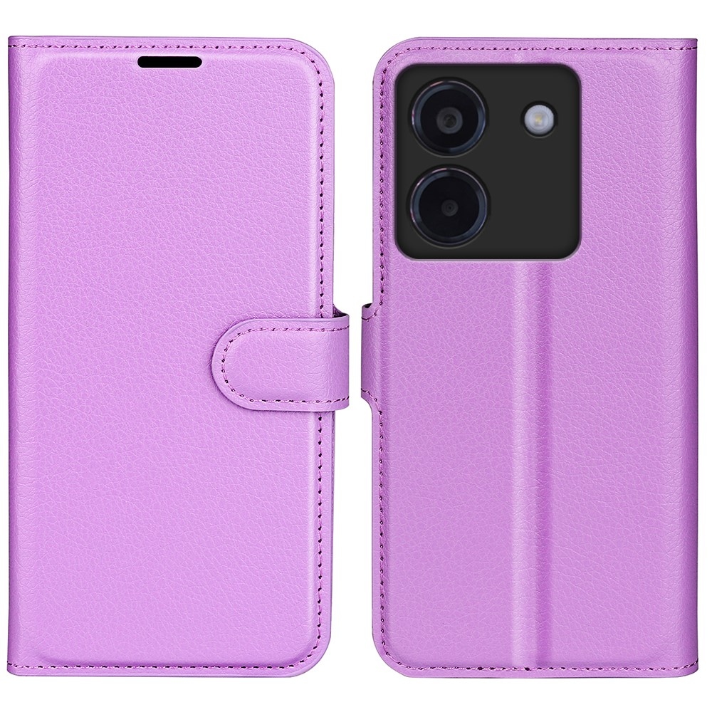 Litchi knižkové puzdro na Xiaomi Poco M7 Pro 5G - fialové