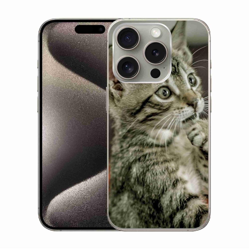 Gélový kryt mmCase na iPhone 15 Pro - roztomilá mačka