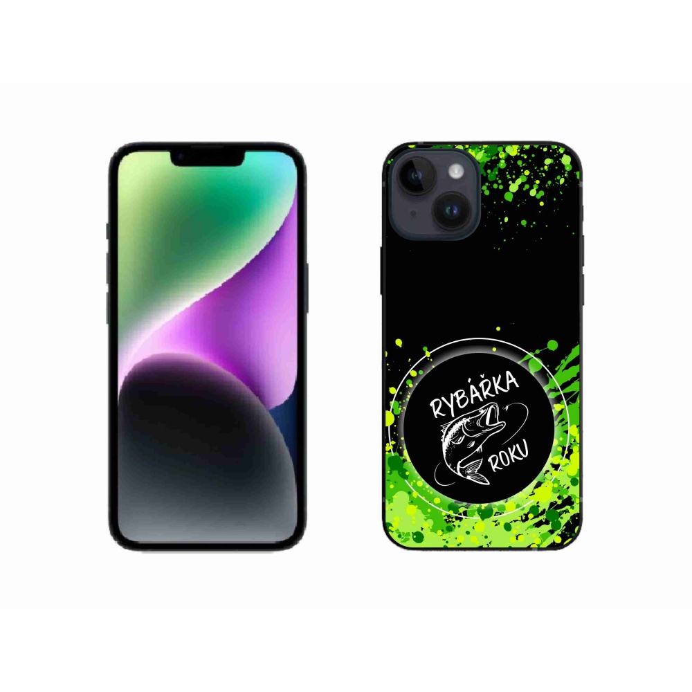 Gélový kryt mmCase na iPhone 14 - rybárka roku čierne pozadie