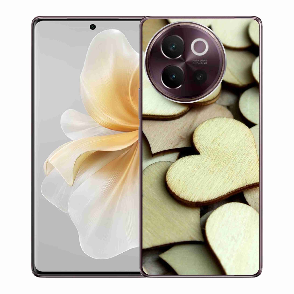 Gélový kryt mmCase na Vivo V40 Lite 5G - drevené srdiečka