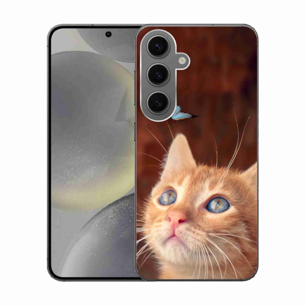 Gélový kryt mmCase na Samsung Galaxy S24 - motýľ a mačiatko