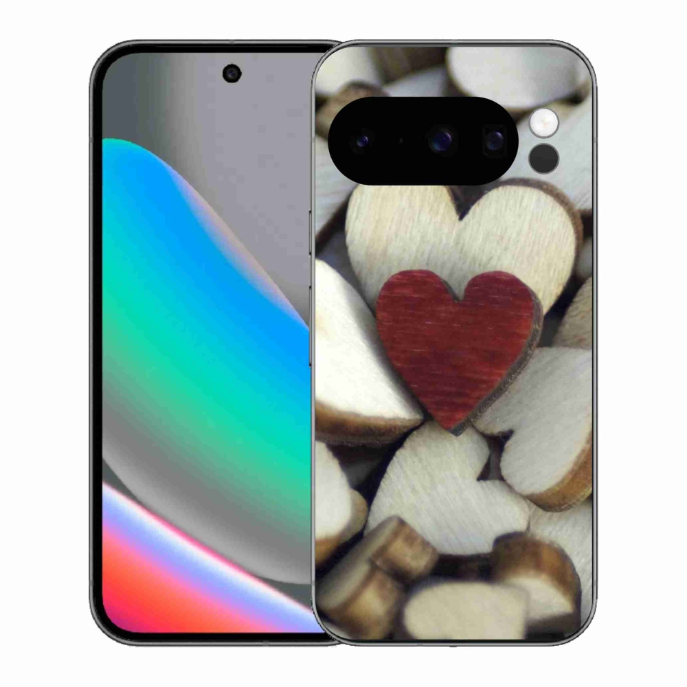 Gélový kryt mmCase na Google Pixel 10 Pro - gravírované červené srdce