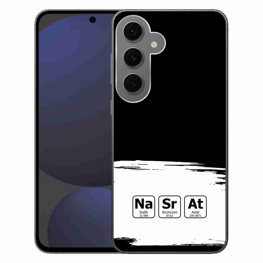 Gélový kryt mmCase na Samsung Galaxy S24 FE - chemické prvky bieločierne pozadie