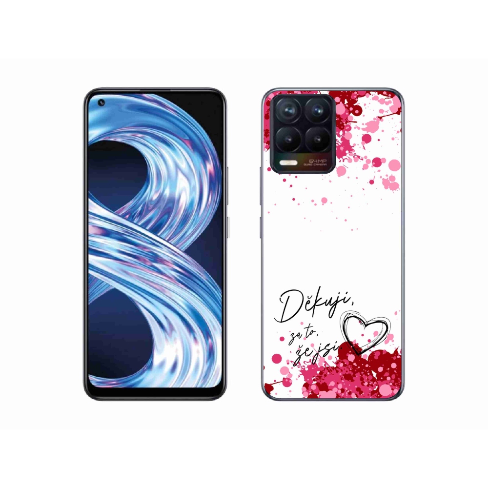 Gélový kryt mmCase na Realme 8 4G - zamilovaný text 2 biele pozadie