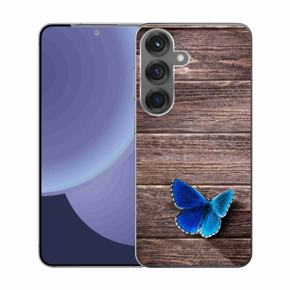 Gélový kryt mmCase na Samsung Galaxy S25 - modrý motýľ 1