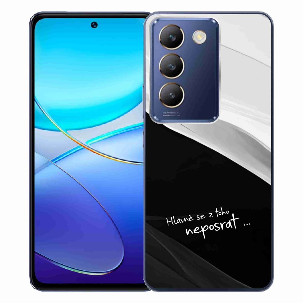 Gélový kryt mmCase na Vivo V40 SE 4G/5G - vtipný text 13 čiernobiele pozadie