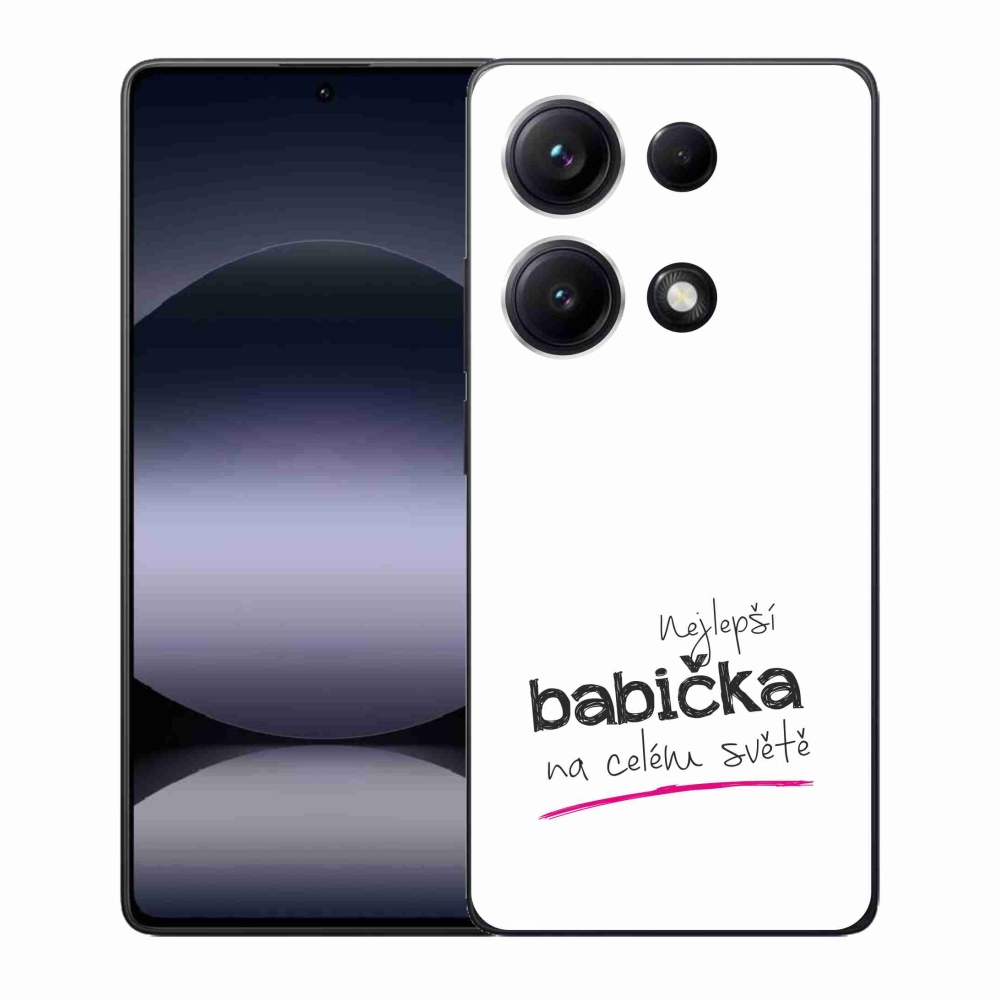 Gélový kryt mmCase na Xiaomi Redmi Note 14S - najlepšia babička 4 biele pozadie