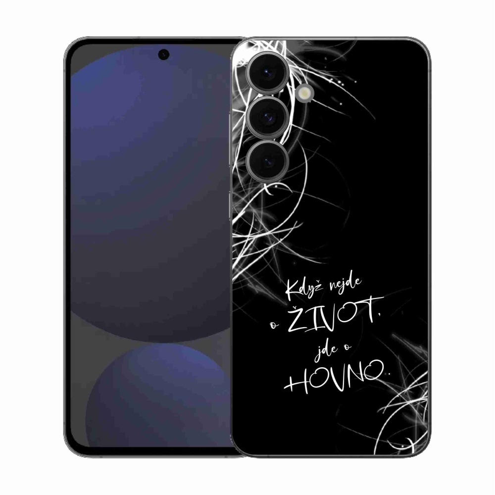 Gélový kryt mmCase na Samsung Galaxy S25 FE - vtipný text 16 čierne pozadie