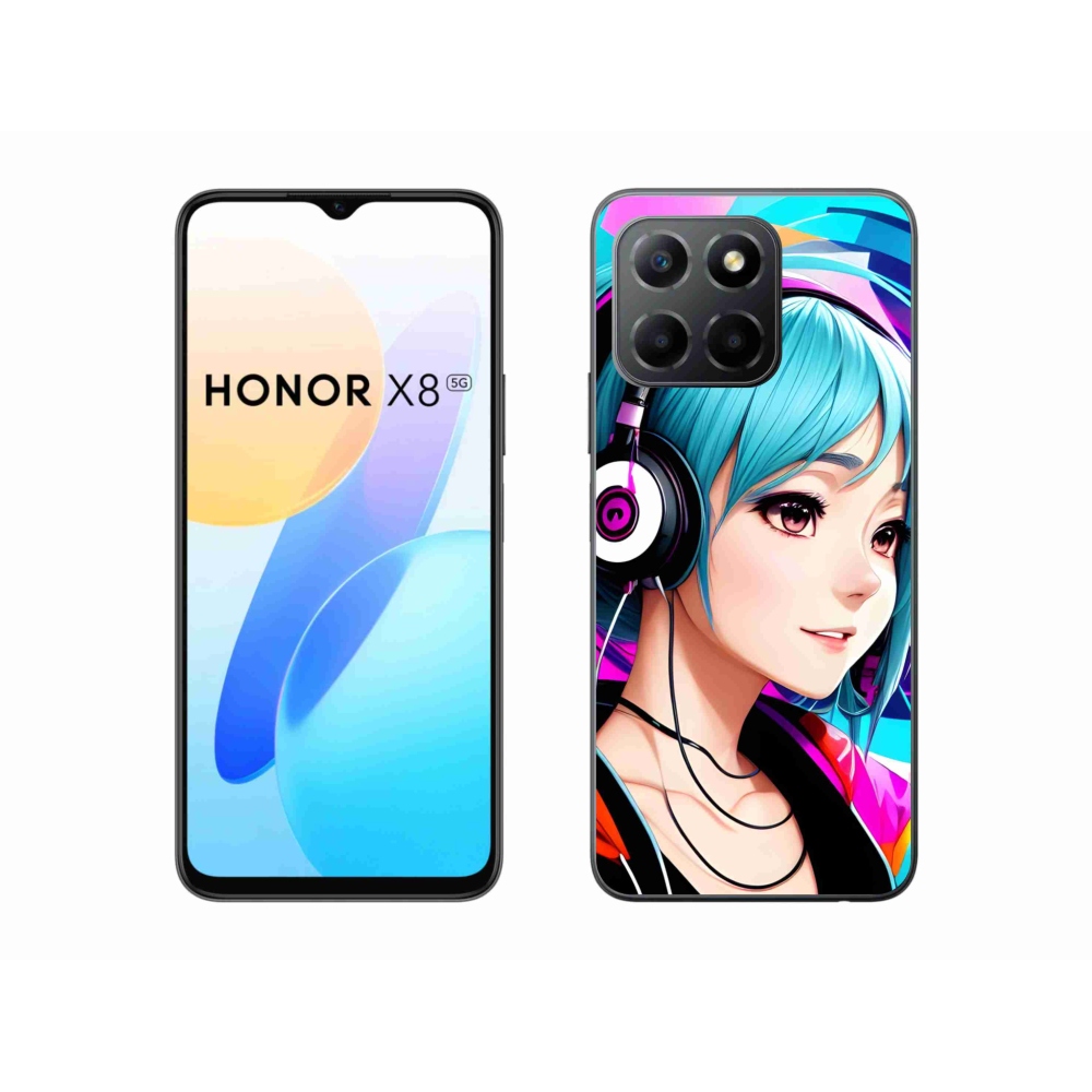 Gélový kryt mmCase na Honor X8 5G - dievča so slúchadlami