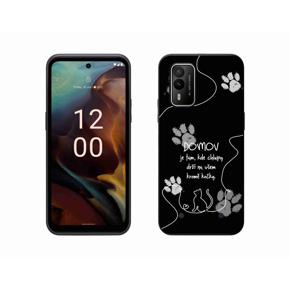 Gélový kryt mmCase na Nokia XR21 - mačacie motív čierne pozadie