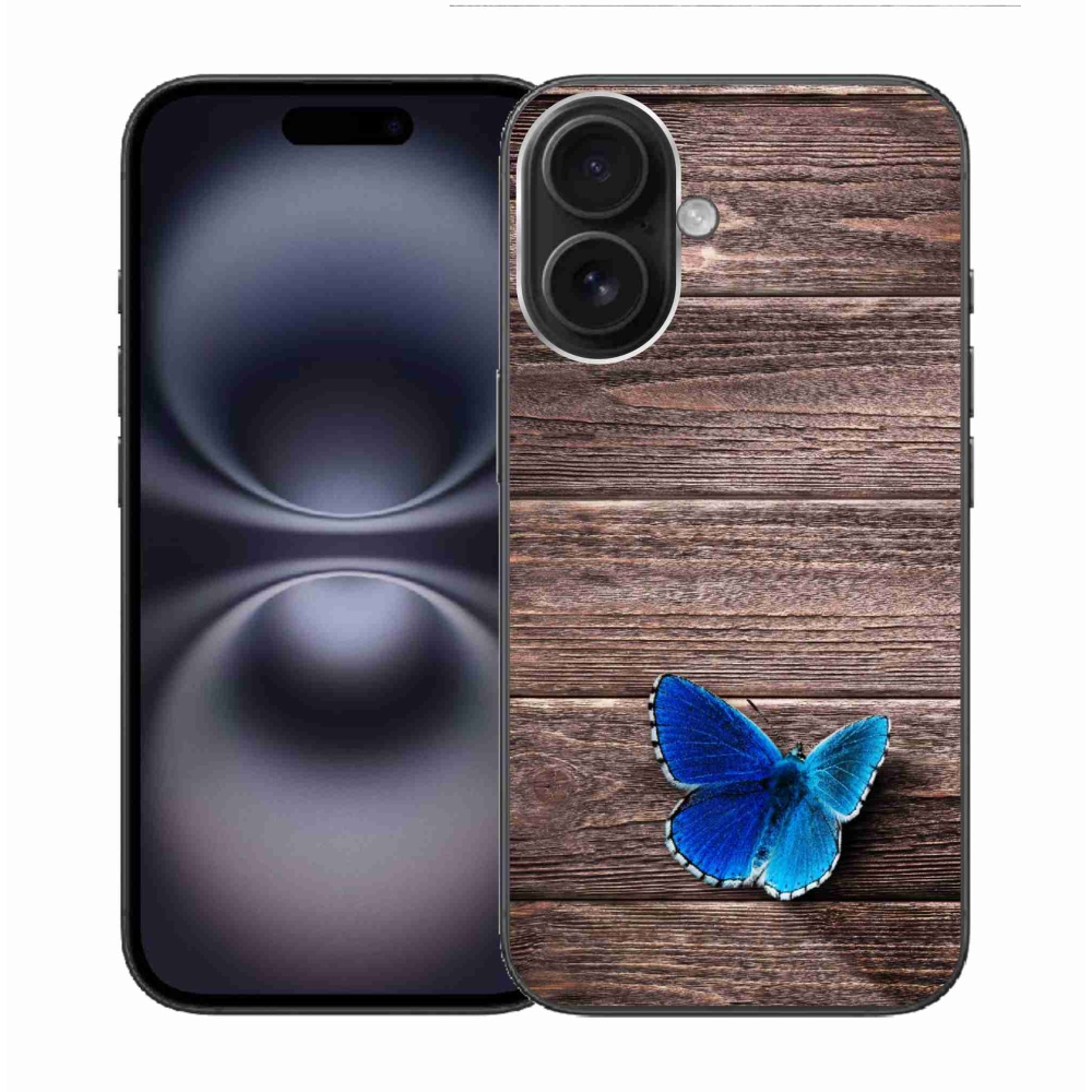 Gélový kryt mmCase na iPhone 16 - modrý motýľ 1