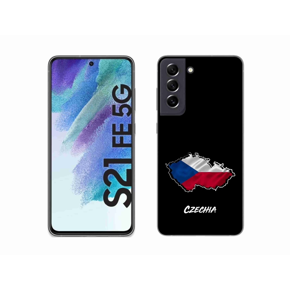 Gélový kryt mmCase na Samsung Galaxy S21 FE 5G - Czechia čierne pozadie