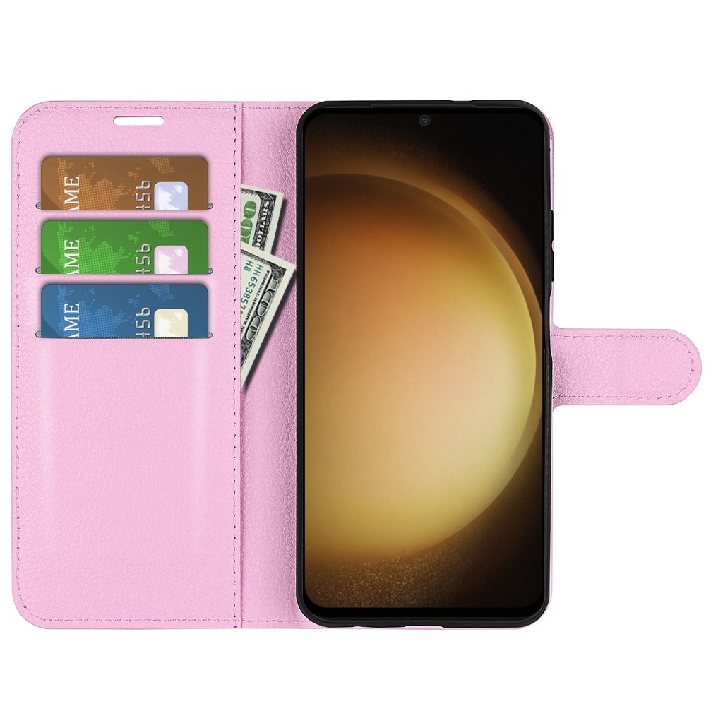 Litchi knižkové púzdro na Samsung Galaxy S24+ - ružové
