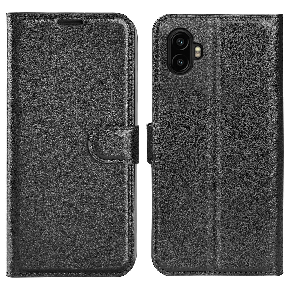 Litchi knižkové púzdro na Samsung Galaxy Xcover 7 Pro - čierne