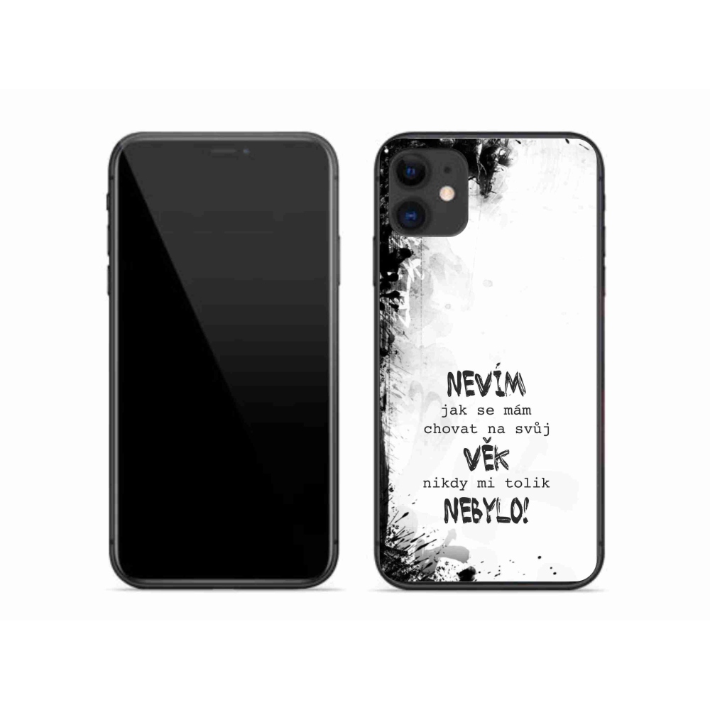 Gélový kryt mmCase na iPhone 11 - vtipný text 14 biele pozadie