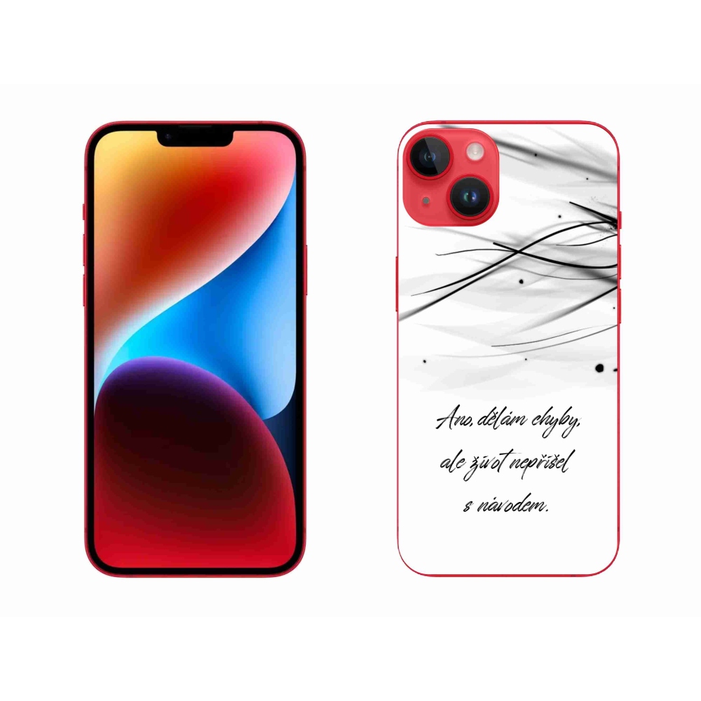 Gélový kryt mmCase na iPhone 14 Plus - citát biele pozadie