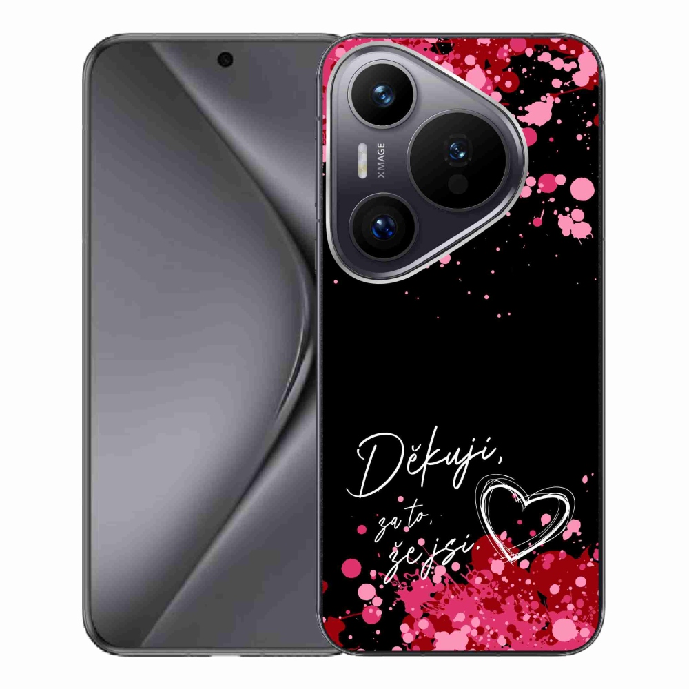 Gélový kryt mmCase na Huawei Pura 70 Pro - zamilovaný text 2 čierne pozadie