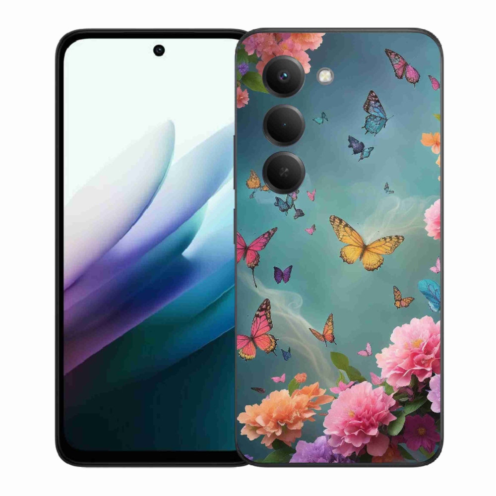Gélový kryt mmCase na Xiaomi Redmi 15 4G/5G (171mm) - farebné kvety a motýle