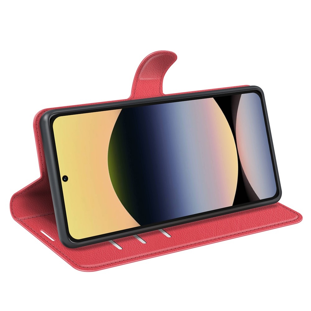 Litchi knižkové puzdro na Xiaomi Redmi Note 14S - červené