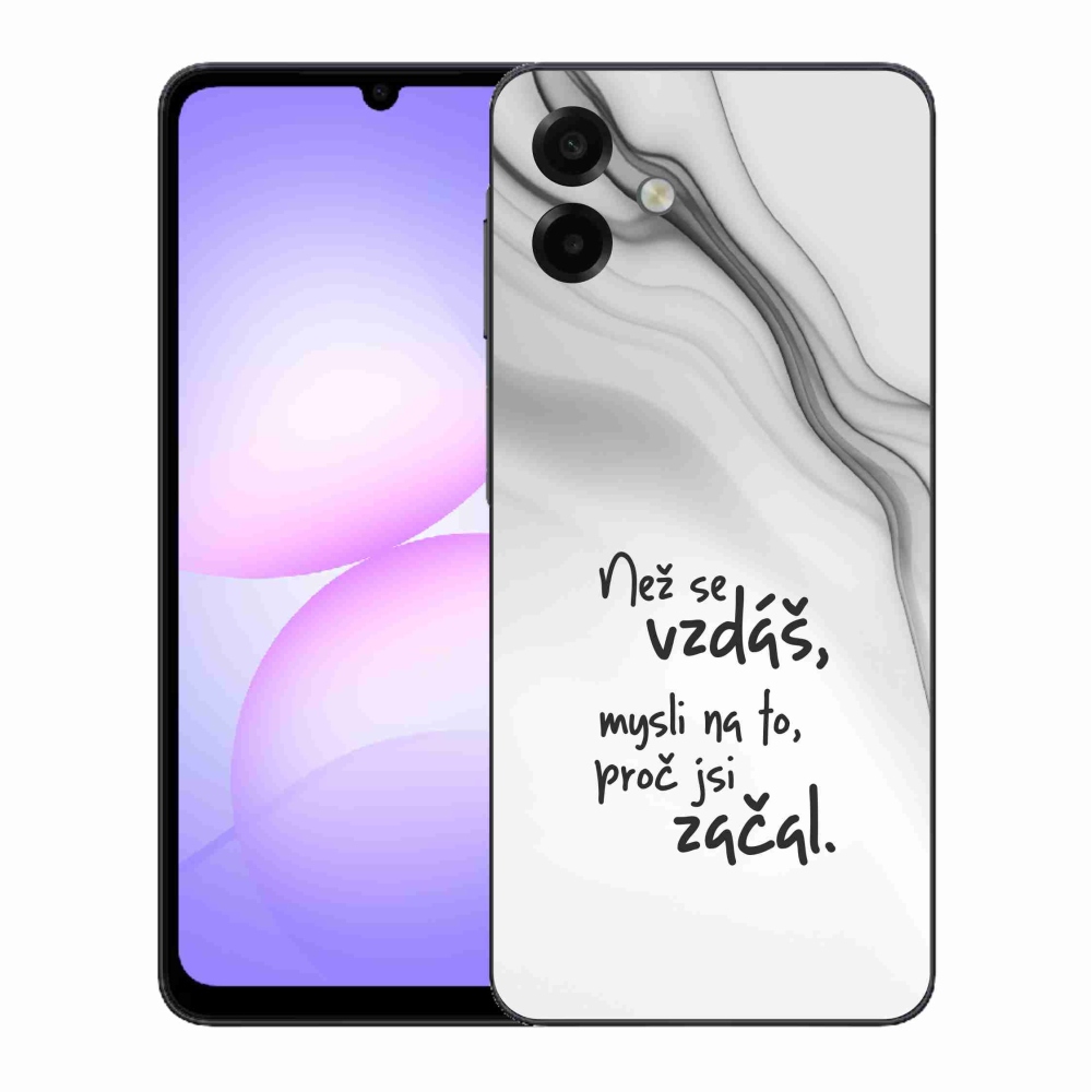 Gélový kryt mmCase na Samsung Galaxy A07 4G - citát 2 biele pozadie