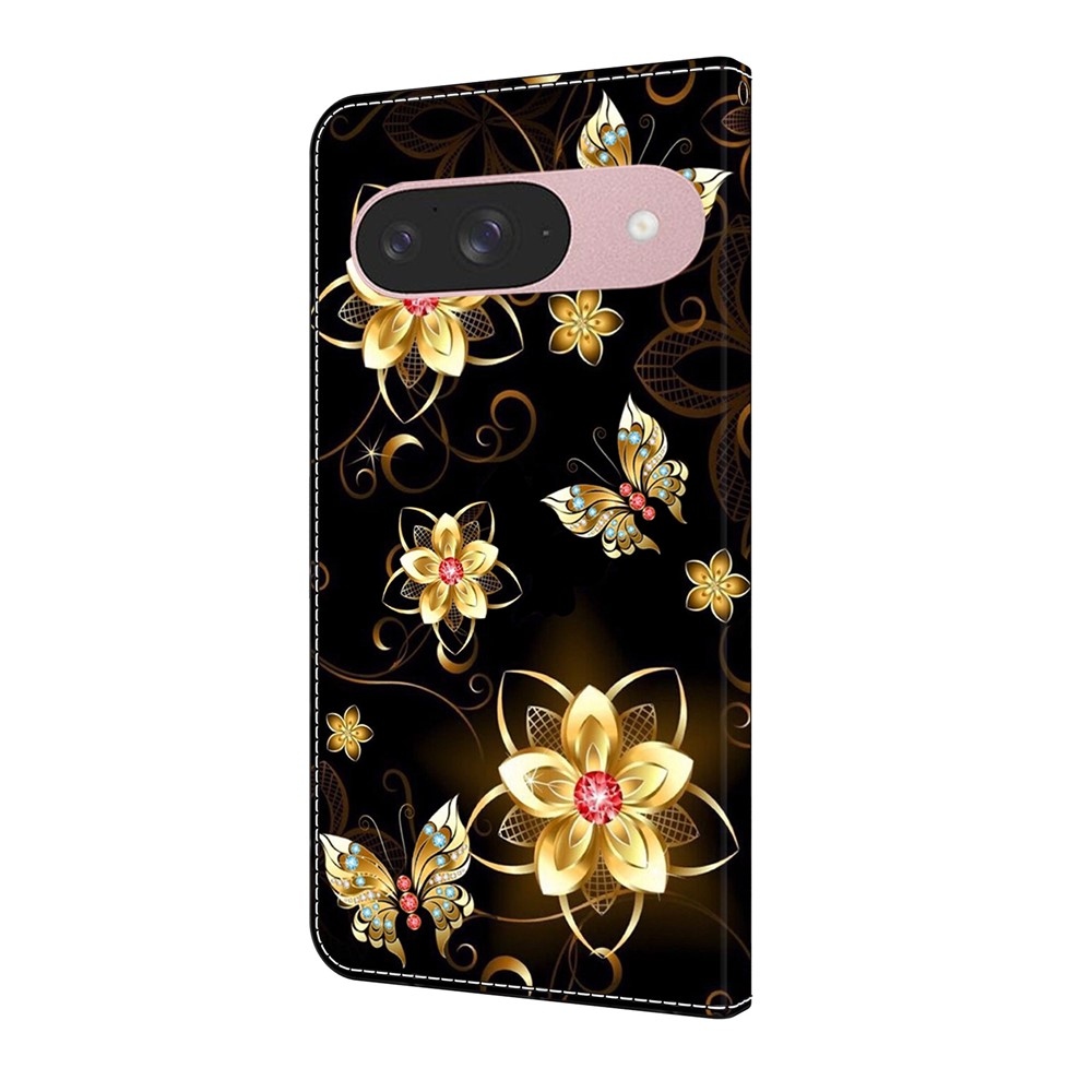 Smooth knižkové puzdro na Google Pixel 10 Pro/Pixel 10 - zlatí motýle a kvety