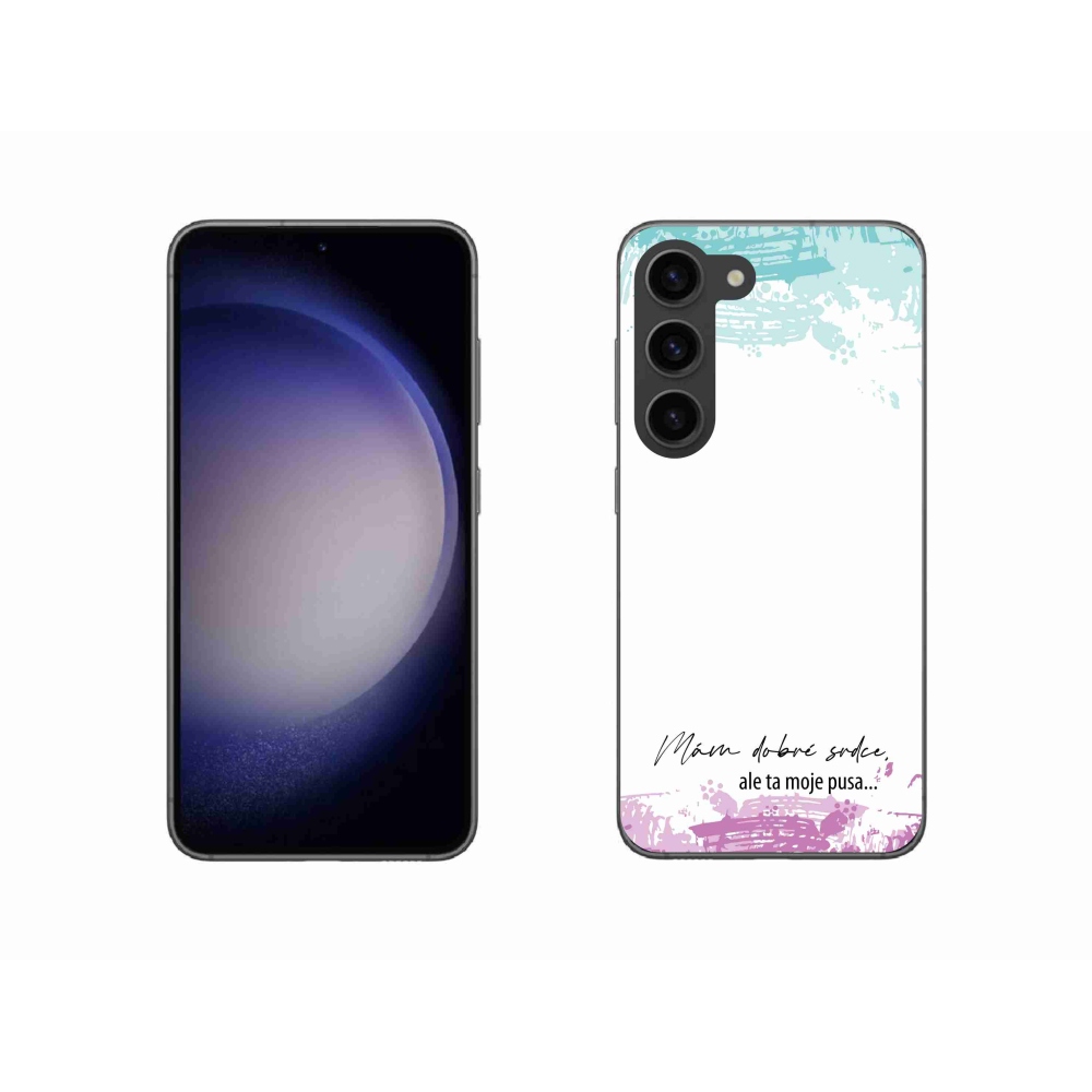 Gélový kryt mmCase na Samsung Galaxy S23 5G - vtipný text 3 biele pozadie